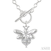 1/20 Ctw Bumble Bee Toggle Single Cut Diamond Fashion Necklace in Sterling Silver